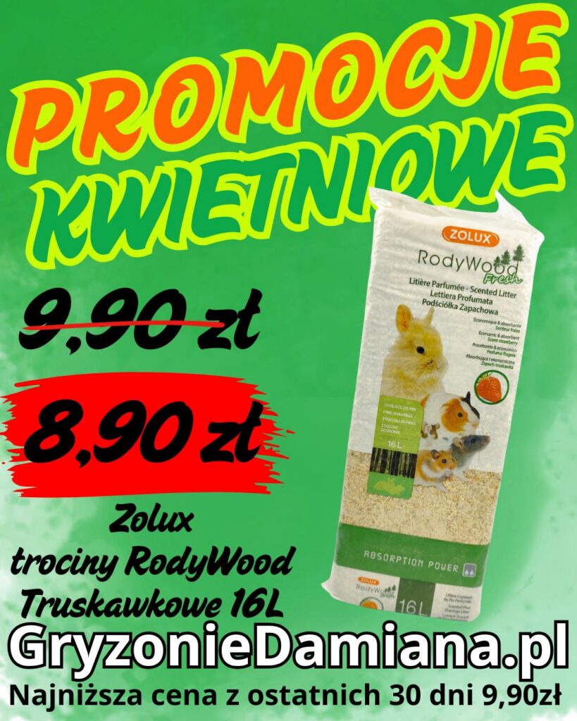 gryzonieDamiana kwietniowe promocje karma dla świnek morskich, ściółka
