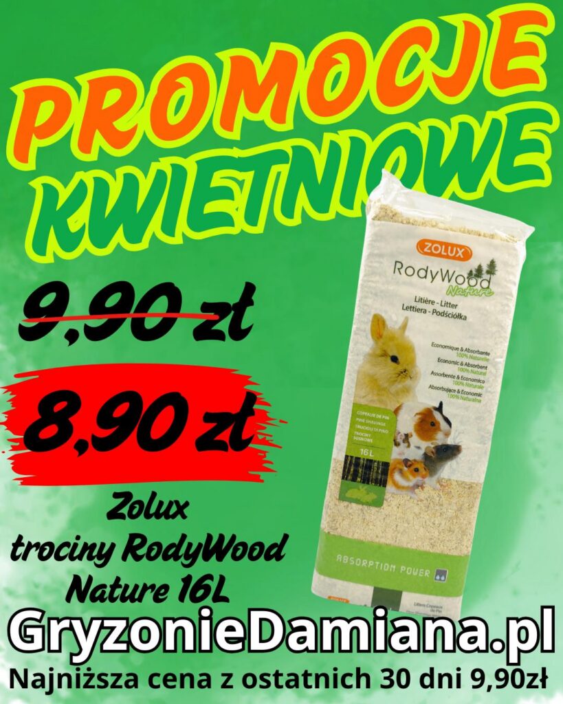 gryzonieDamiana kwietniowe promocje karma dla świnek morskich, ściółka