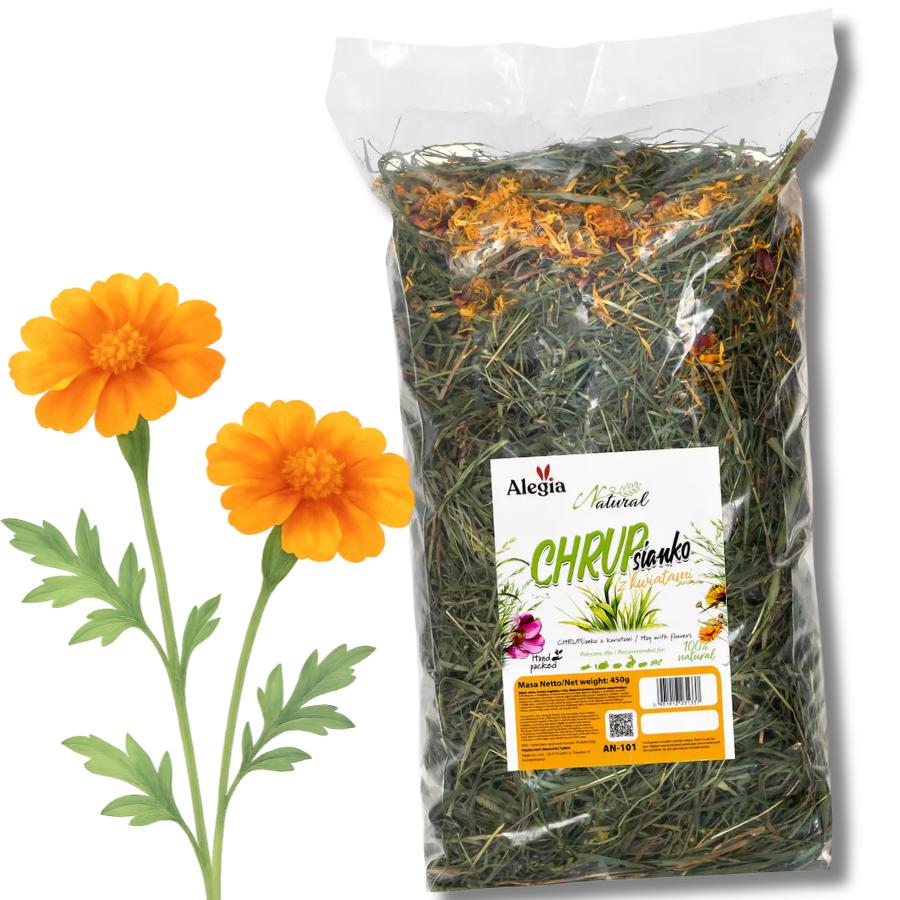 Siano dla gryzoni i królika Alegia Chrupsianko z kwiatami 450g